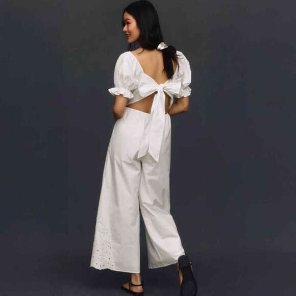 NWT En Saison Emma Eyelet Jumpsuit, White, Size Small - Picture 2 of 8